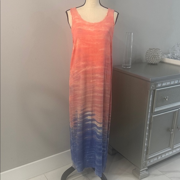 Sam & Lavi Coral Pink to Blue Ombre Maxi Dress - Picture 2 of 10